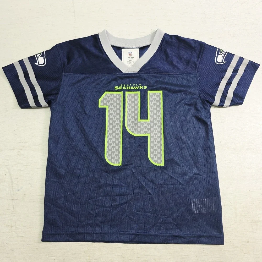 Seattle Seahawks Jersey DK Metcalf NFL Team Apparel Blue‎ Boys Youth Small 6/7